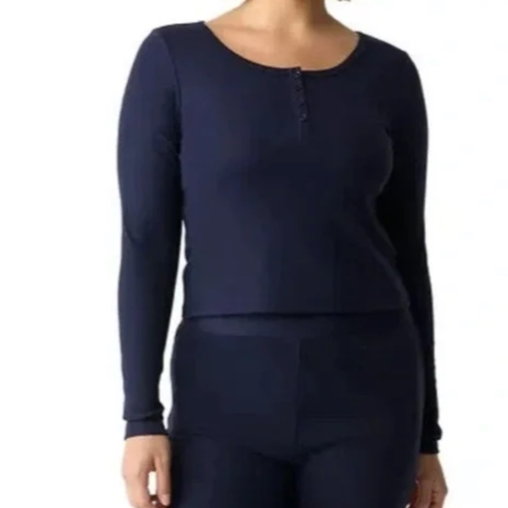 Gap GapBody Women's Long-Sleeve Rib Pajama Top - Navy Uniform SIZE XL NWT